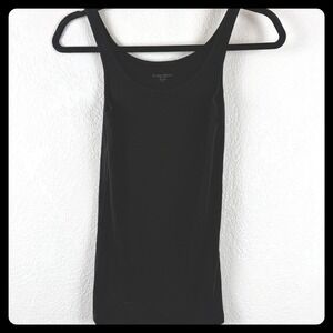 EILEEN FISHER PETITE Black Organic Cotton Knit Ribbed Tank Top‎ Cami Size PS